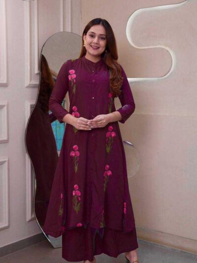 embroidery-fancy-casual-kurti-reyon coton