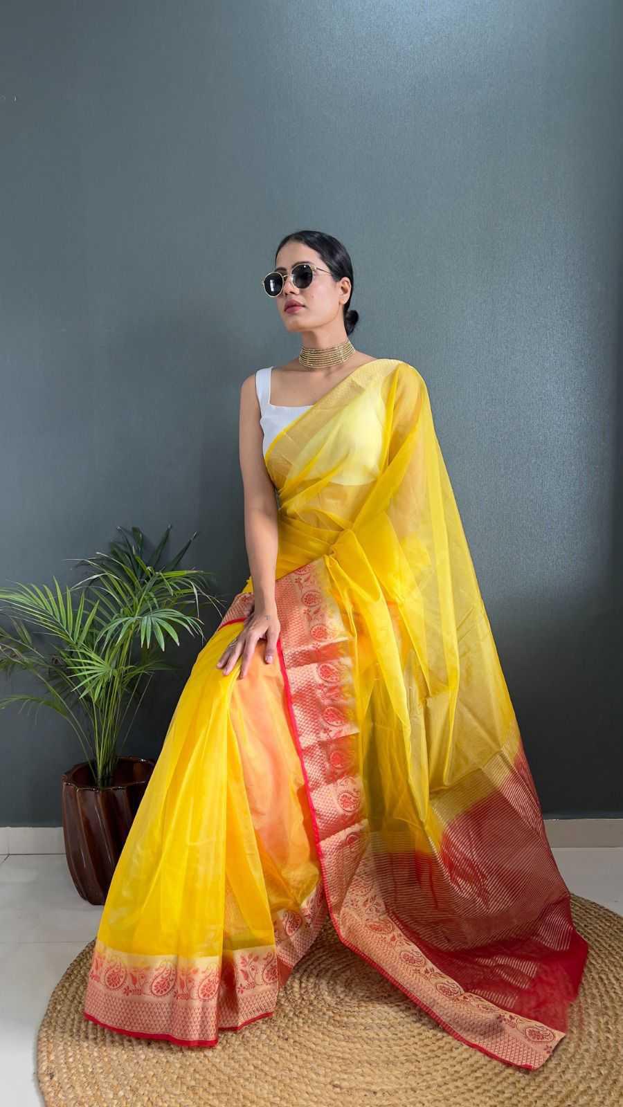 Organza Sarees - Jacquard Zari Saree