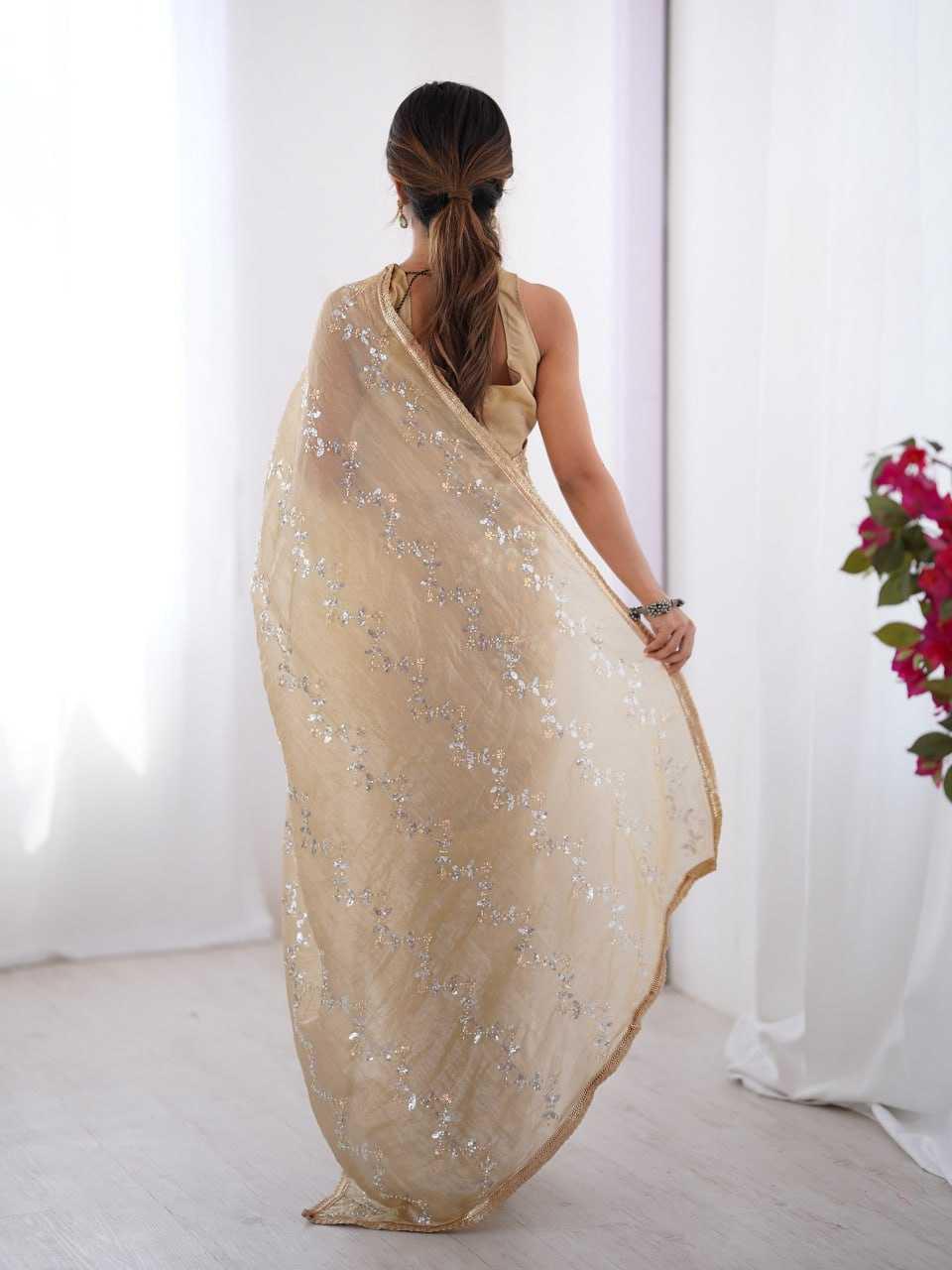 Embroidered Saree - Crush Fabric