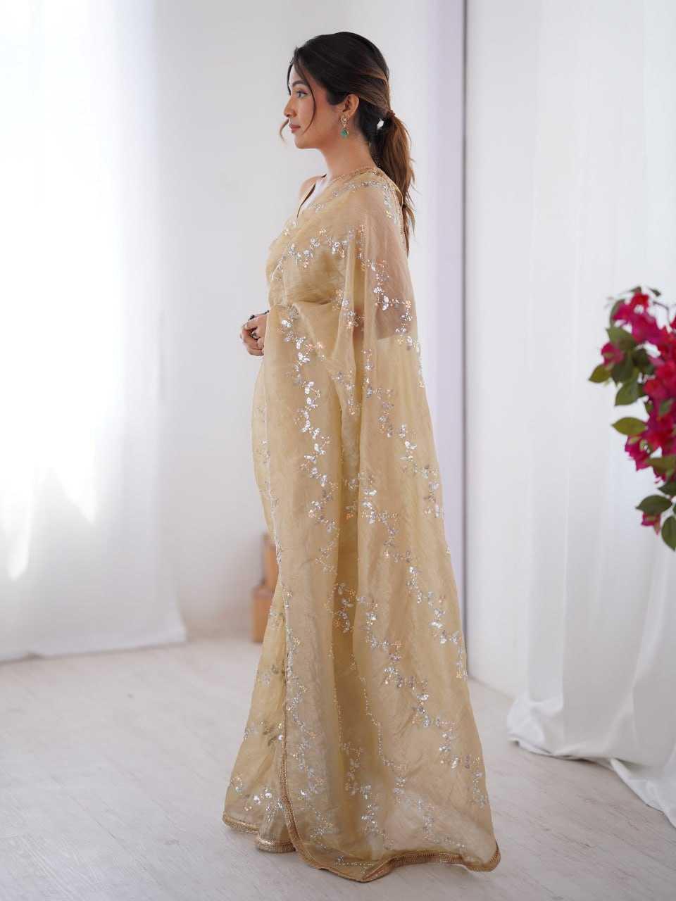 Embroidered Saree - Crush Fabric