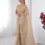 Embroidered Saree - Crush Fabric