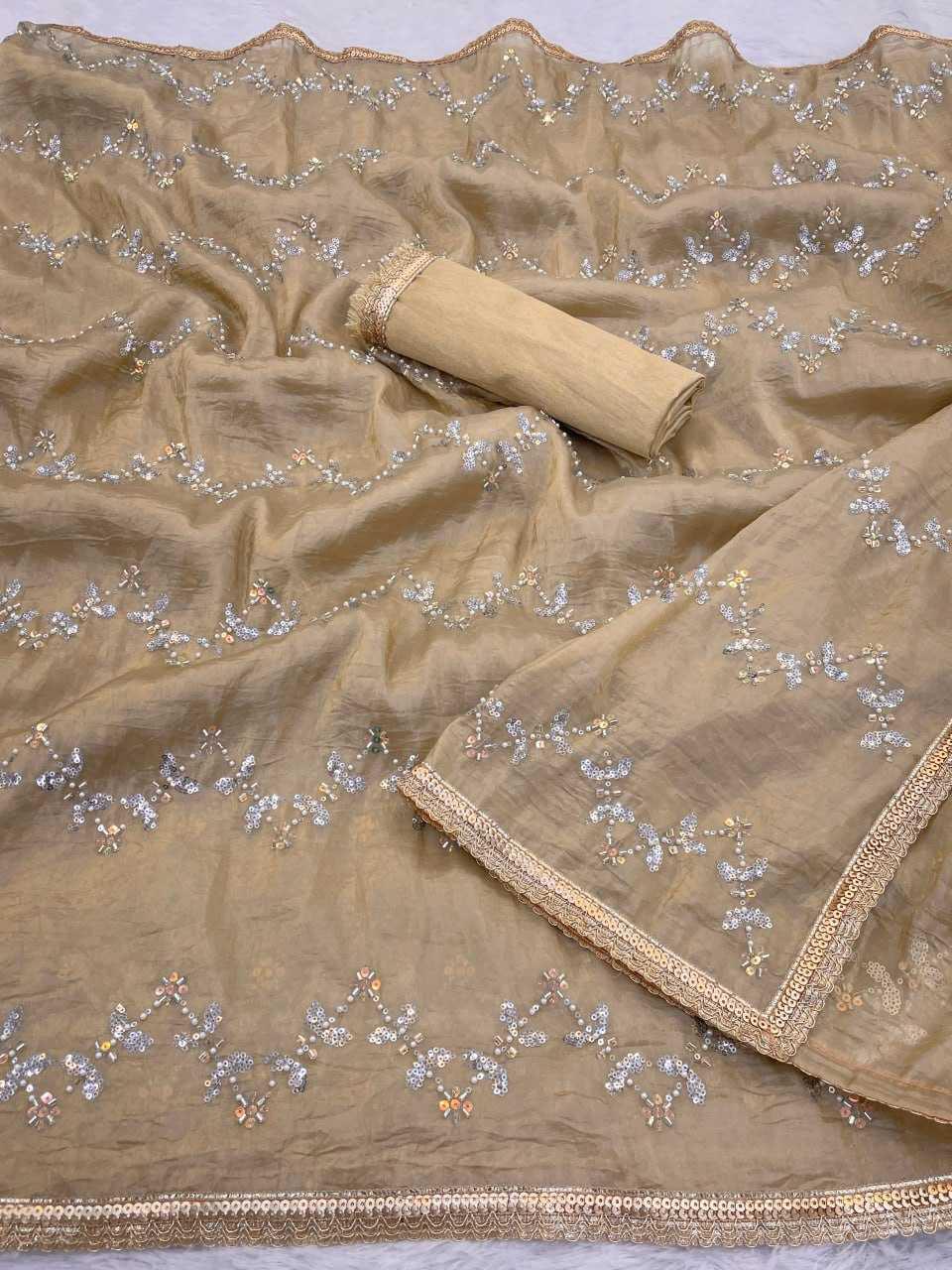 Embroidered Saree - Crush Fabric