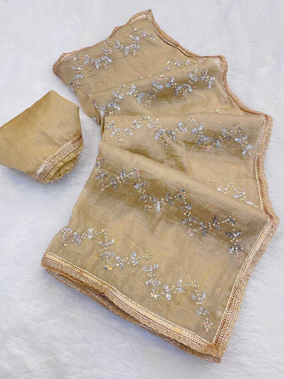 Embroidered Saree - Crush Fabric