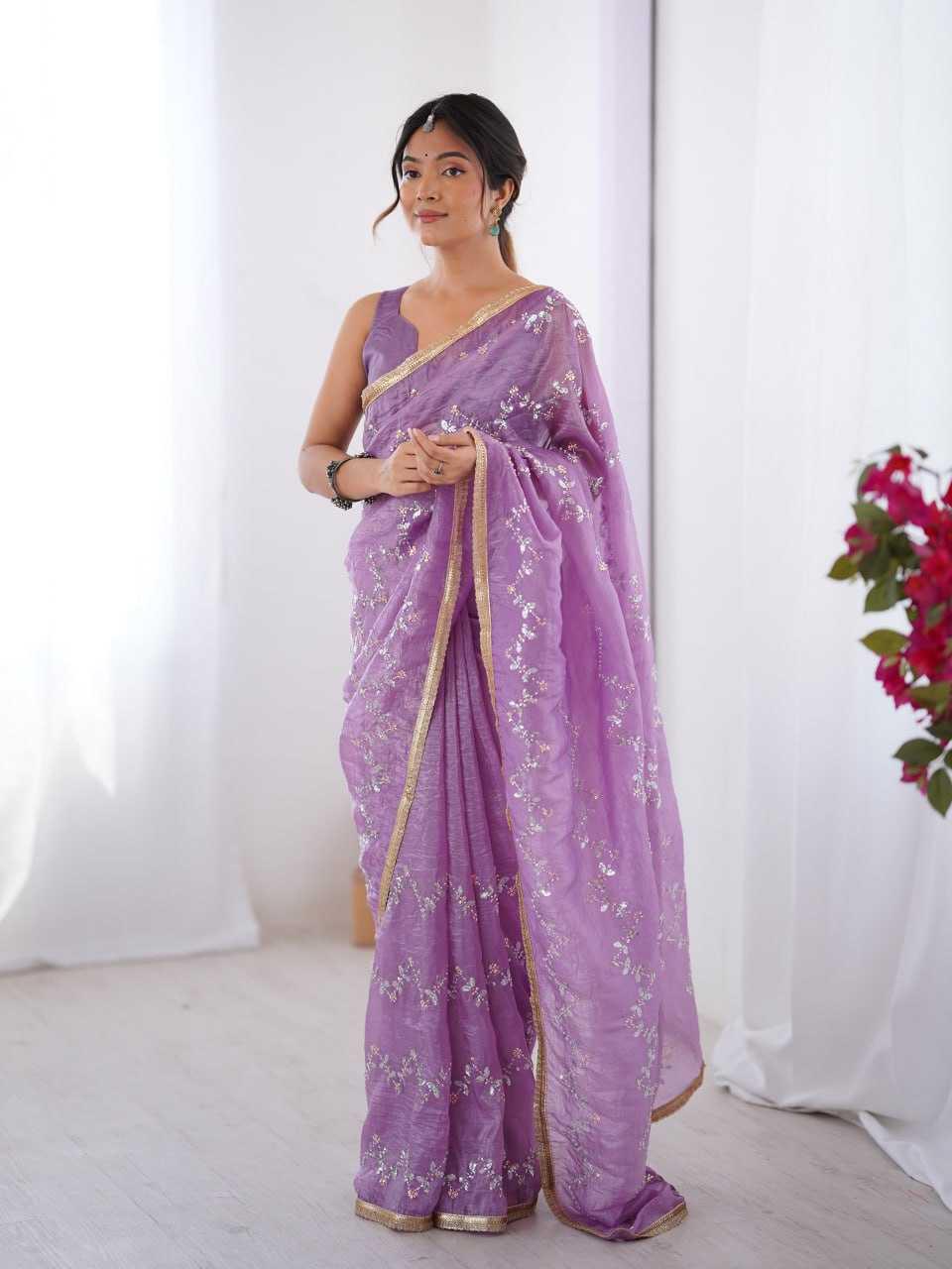 Embroidered Saree - Crush Fabric