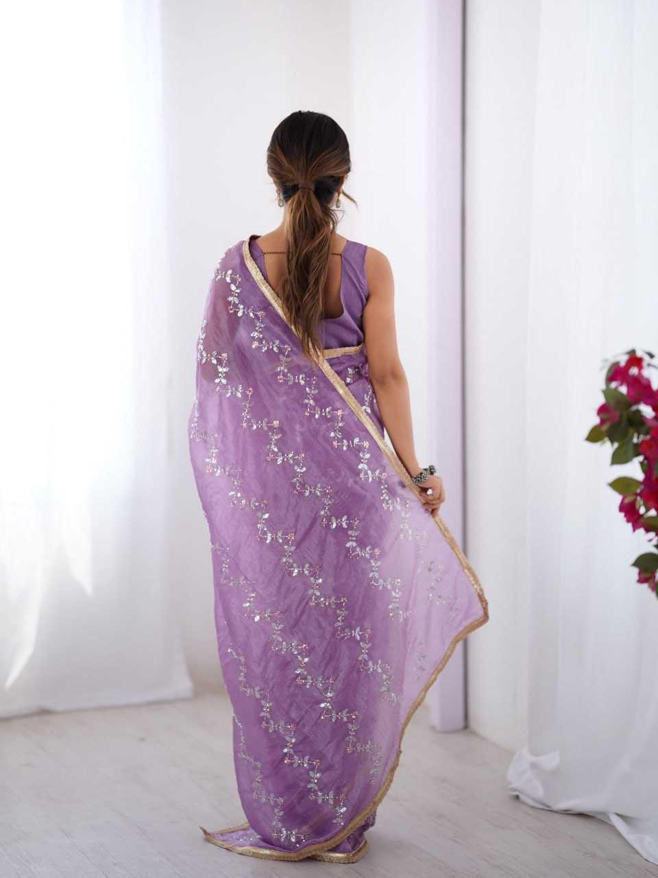 Embroidered Saree - Crush Fabric