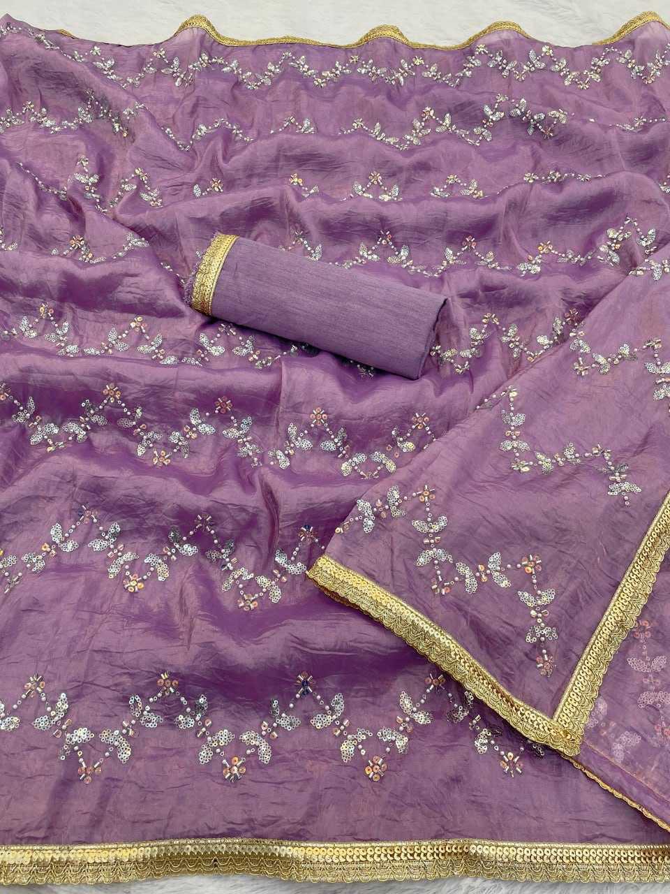 Embroidered Saree - Crush Fabric
