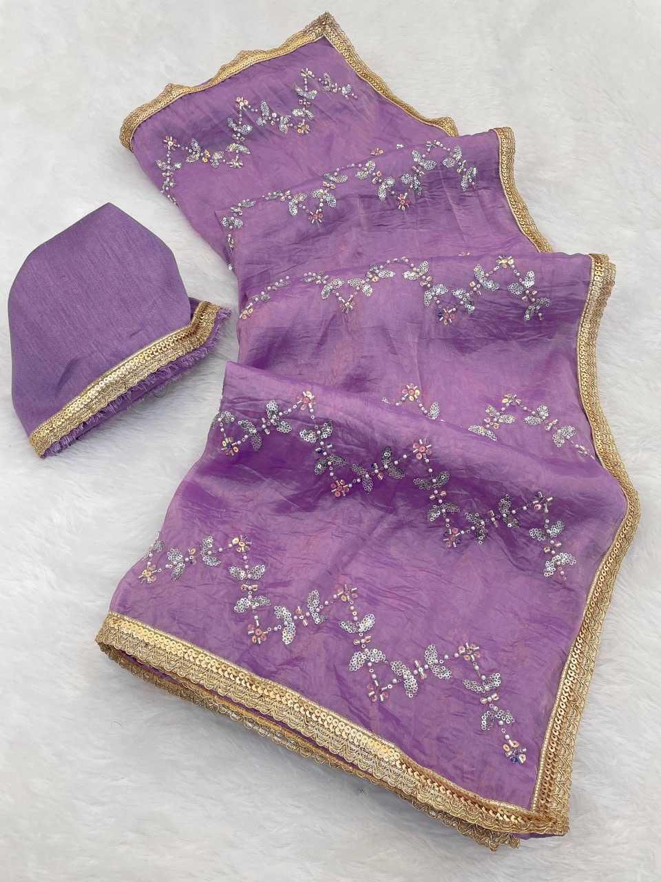 Embroidered Saree - Crush Fabric