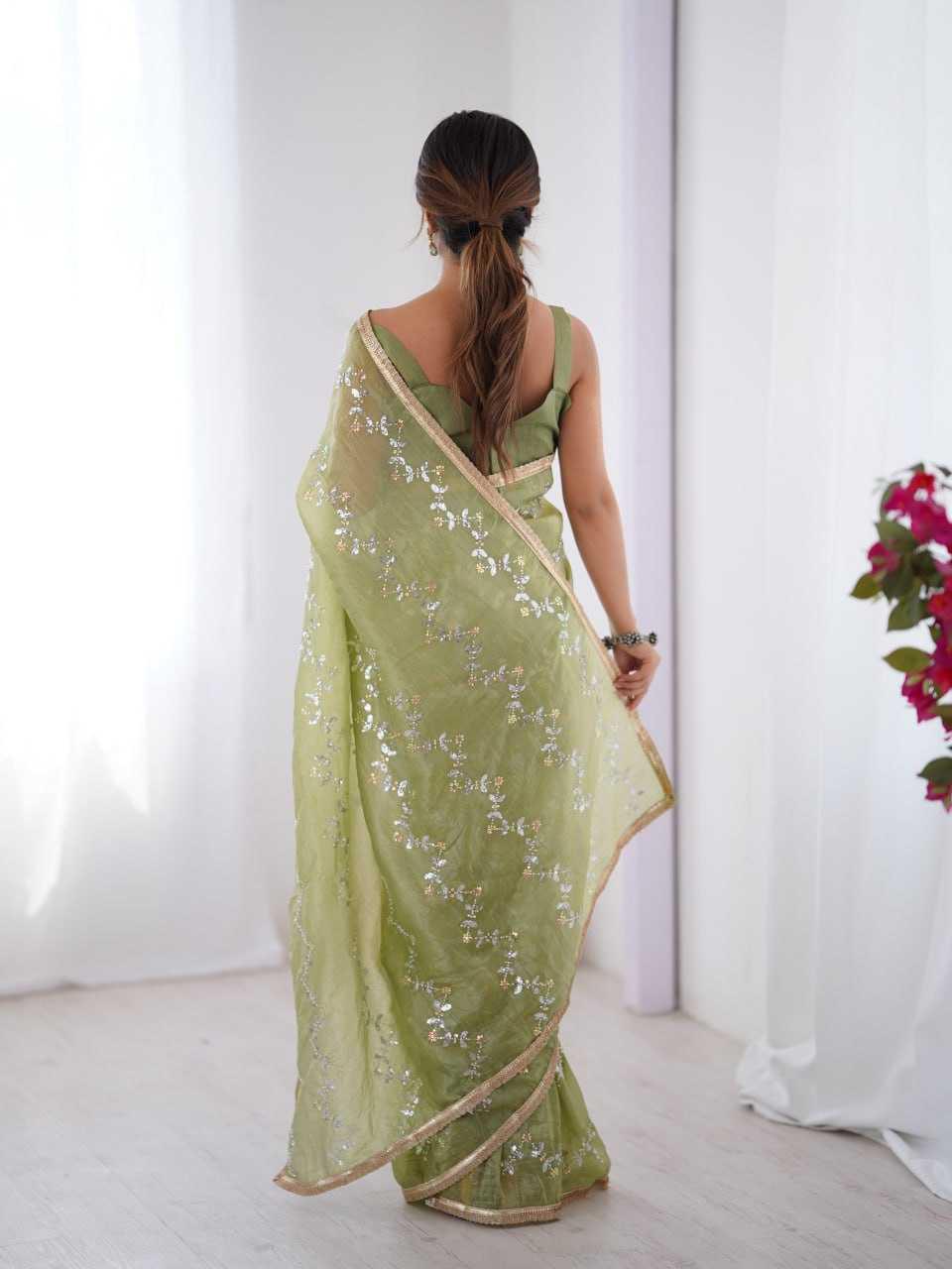 Embroidered Saree - Crush Fabric