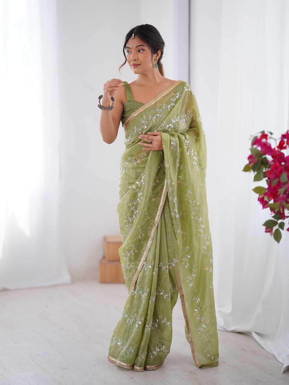 Embroidered Saree - Crush Fabric
