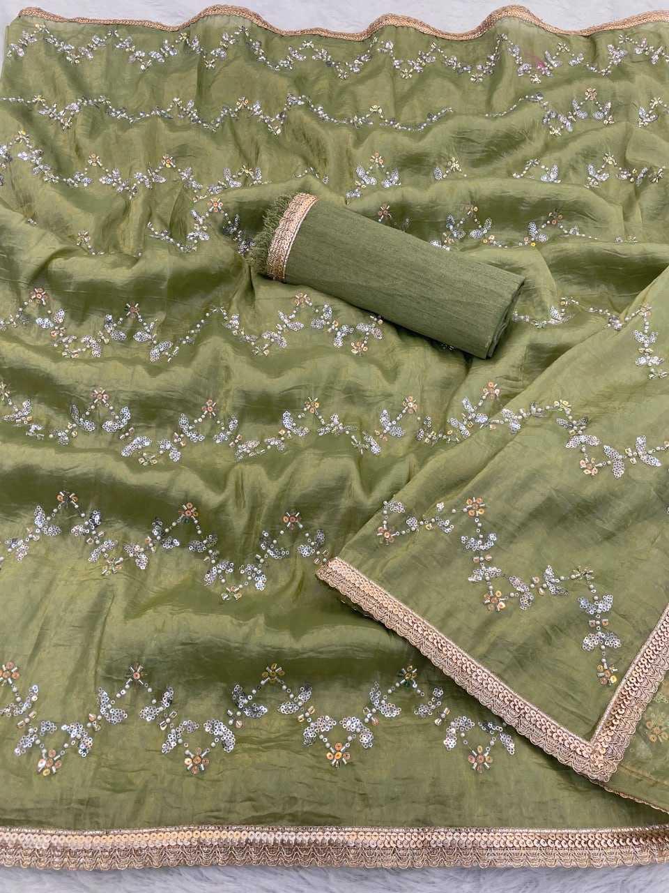 Embroidered Saree - Crush Fabric