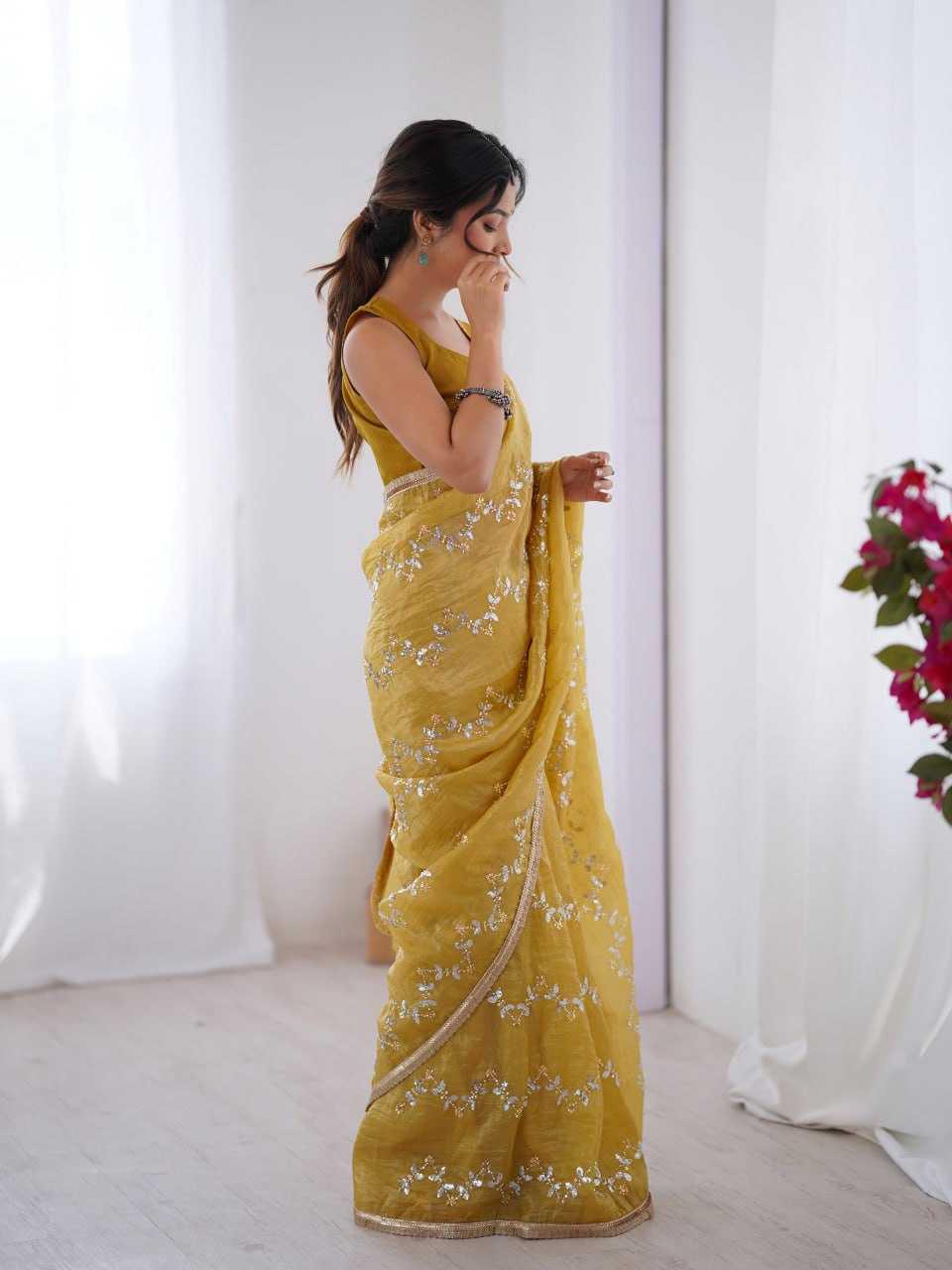 Embroidered Saree - Crush Fabric