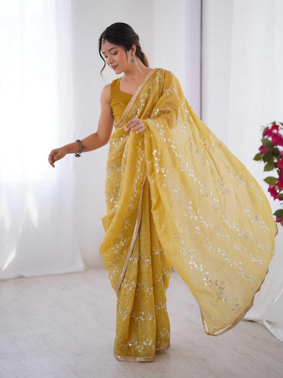 Embroidered Saree - Crush Fabric