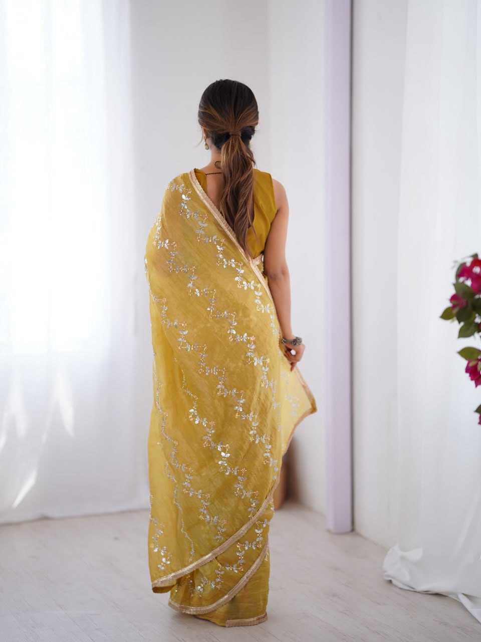 Embroidered Saree - Crush Fabric