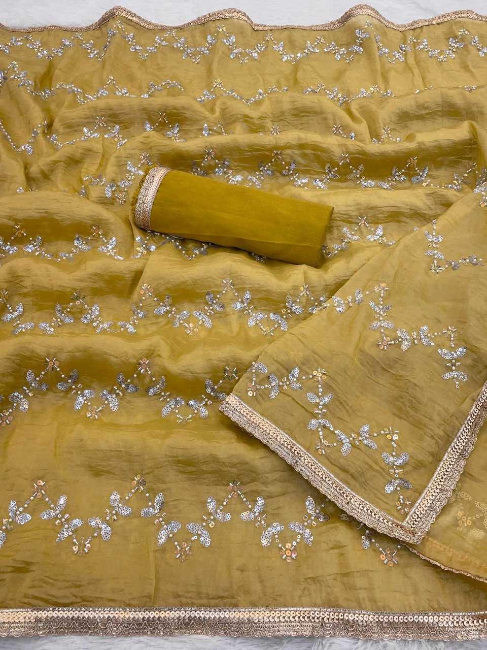 Embroidered Saree - Crush Fabric