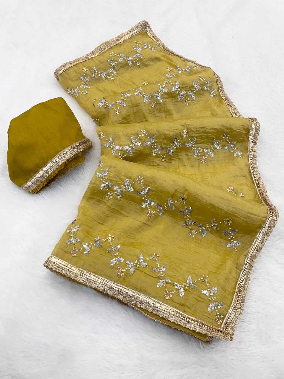 Embroidered Saree - Crush Fabric