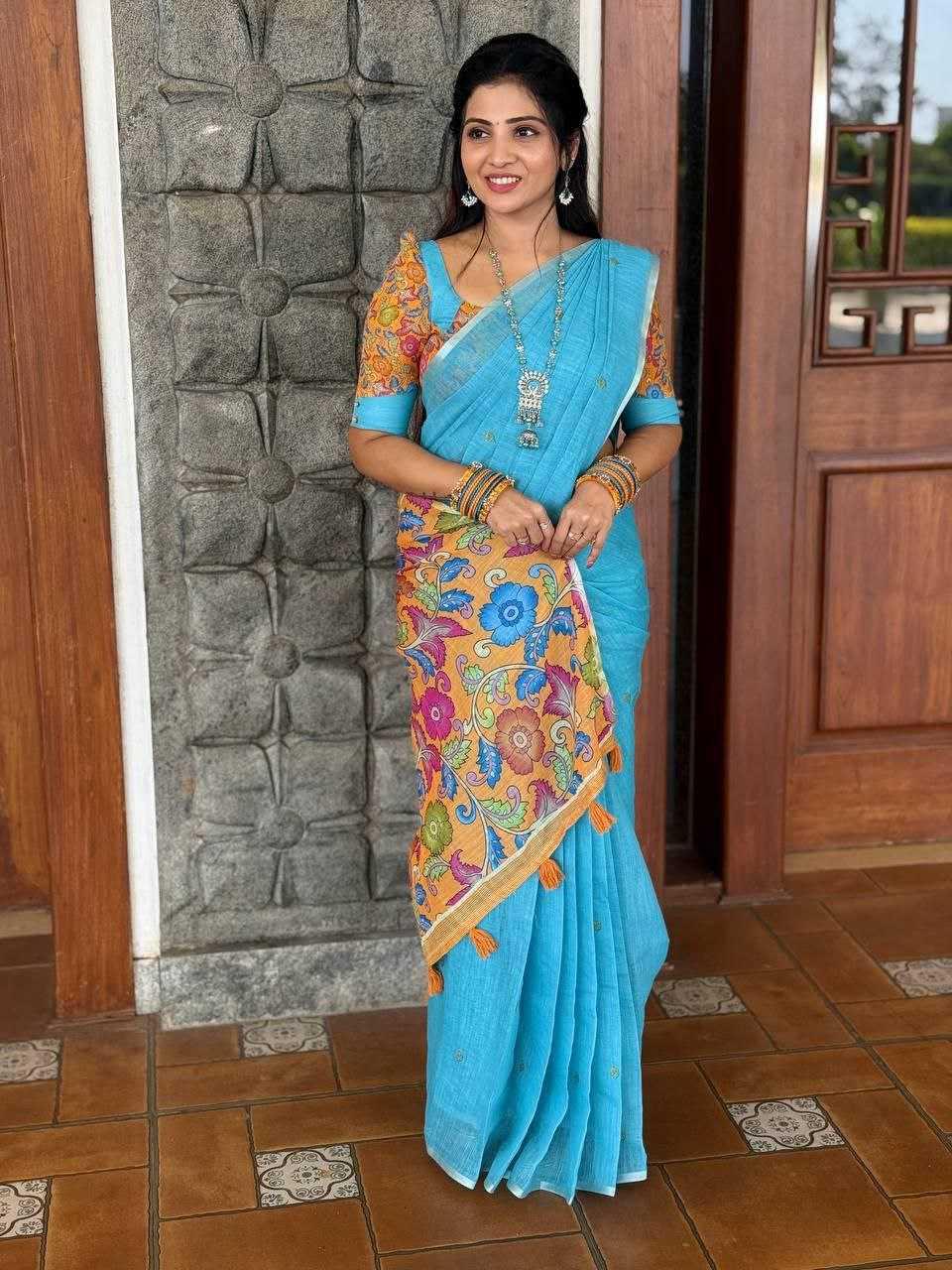 printed-linen-ladies-sarees