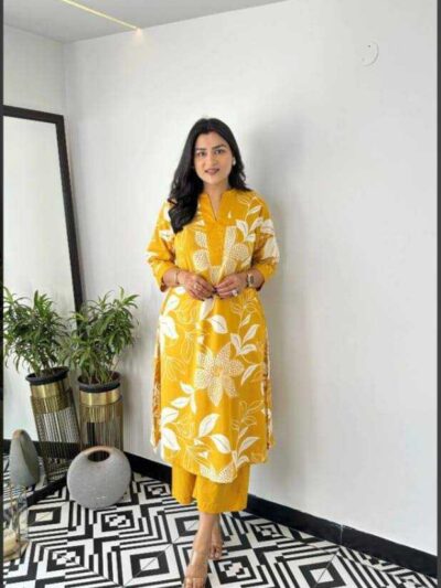 Printed -Kurtis-Cotton - With -Bottom