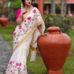 fancy-linen-saree-printed