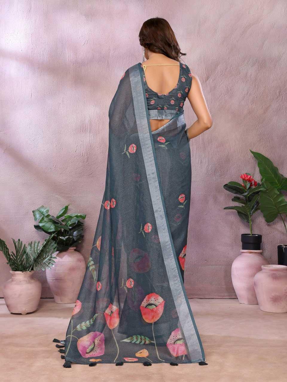 Floral Linen Sarees