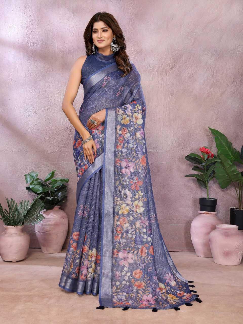 printed-linen-festive-ladies-saree