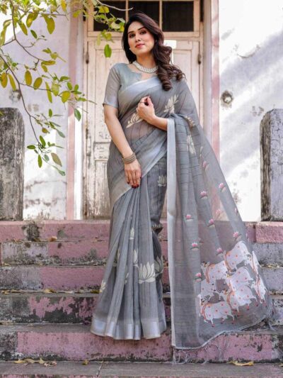 cotton-linen-printed-saree