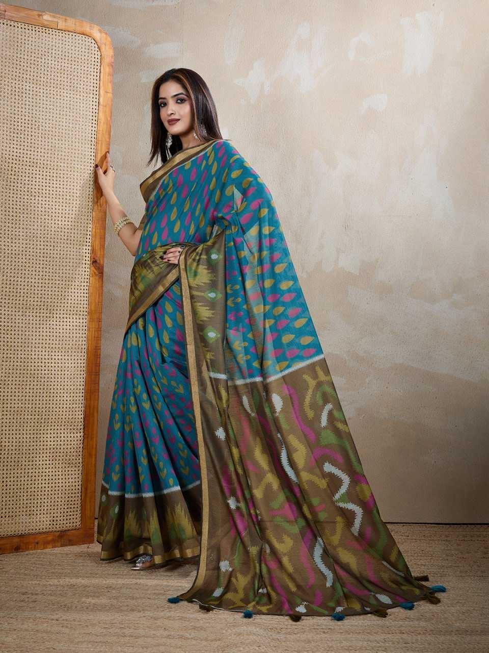 printed-ikkat-festive-saree