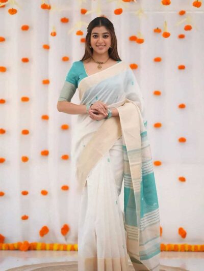 ikkat-zari-border-latest-saree